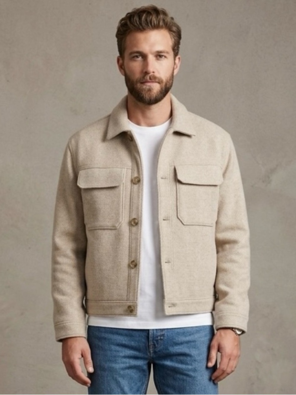 Abercrombie & Fitch wool blend cropped trucker jacket Men’s Size XXL.